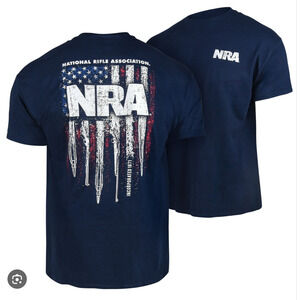 NRA Gun Stripes T-Shirt Size Medium Navy Blue, Patriotic, America, NWT